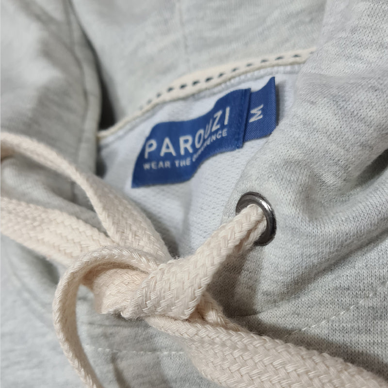 hoodie con cordones hecho con algodón orgánico color gris para hombre y mujer