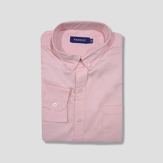 Camisa en algodón doblada de color rosa para hombre marca parouzi